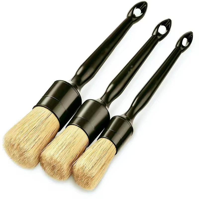 De Detailshop Classic Detail Brush Set met drie zwarte detailing kwasten voor interieur en exterieur reinigen