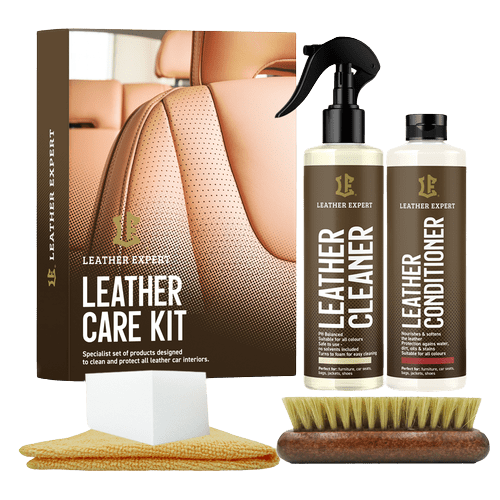 Leather Expert Leather Care Kit met reiniger, conditioner, borstel, spons en microvezeldoek