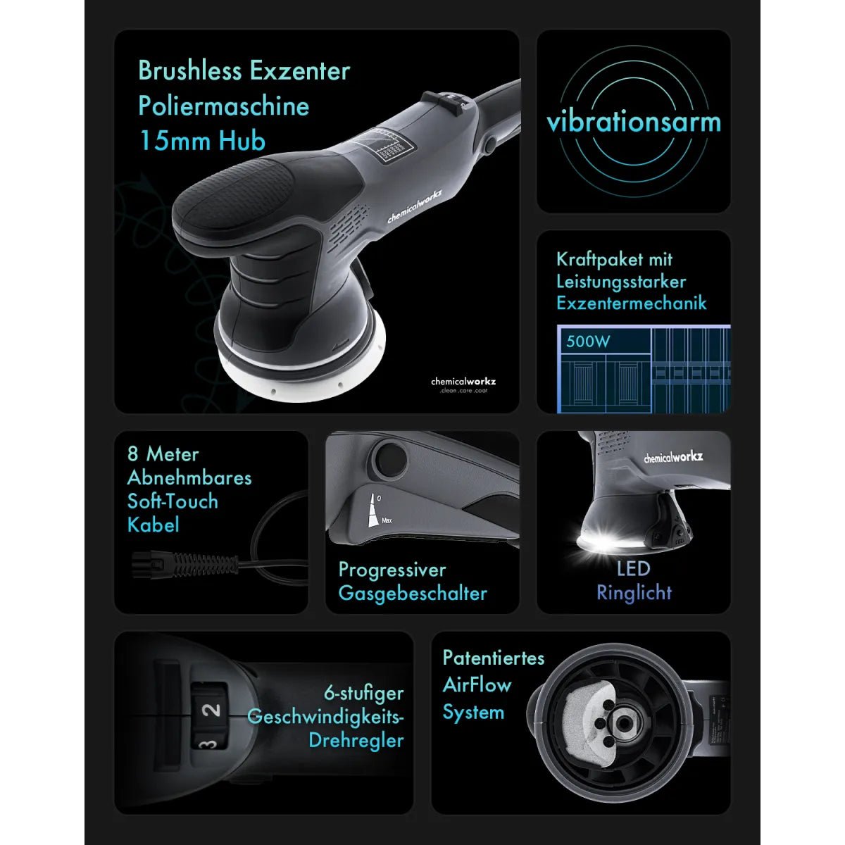 ChemicalWorkz® DA15 Pro Brushless | Exzenterpoliermaschine - De Detailshop