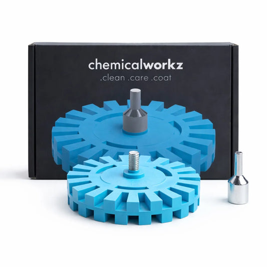 chemicalworkz Foil Eraser Turquoise caramelschijf 100 mm met adapter voor folie en lijmresten
