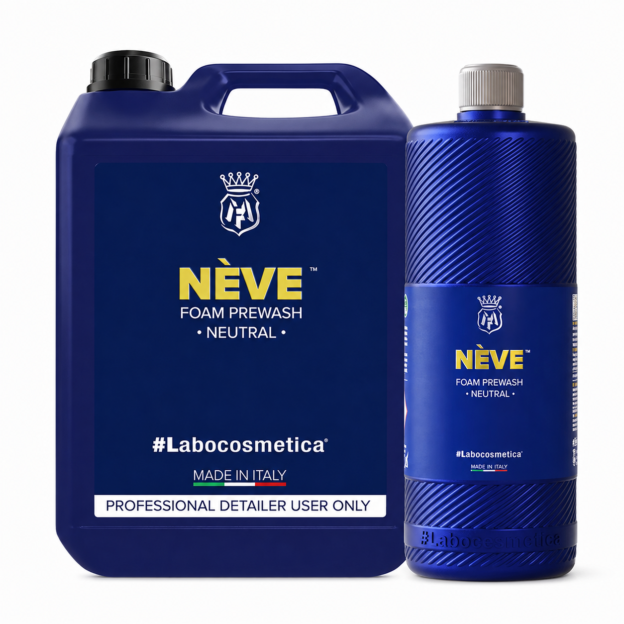 Labocosmetica NÈVE pH-neutrale snow foam in 1L en 4,5L verpakking