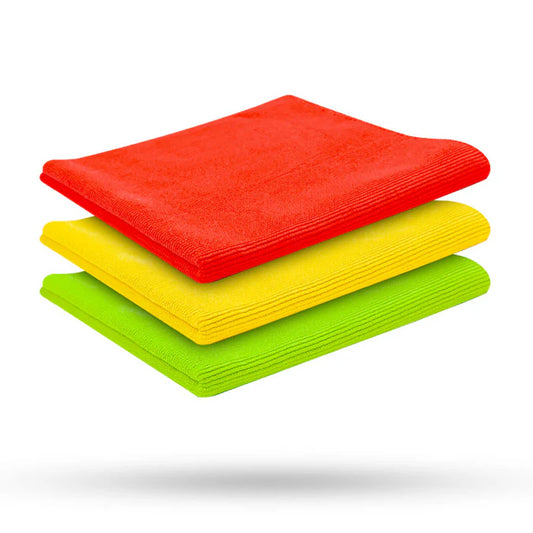 Liquid Elements Polishing Towel set met rode, gele en groene microvezeldoek