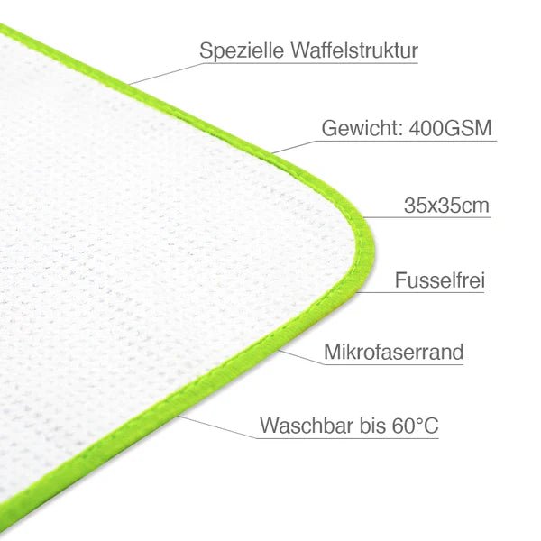 Detail van de fijne structuur van de Liquid Elements Streak Buster glasdoek